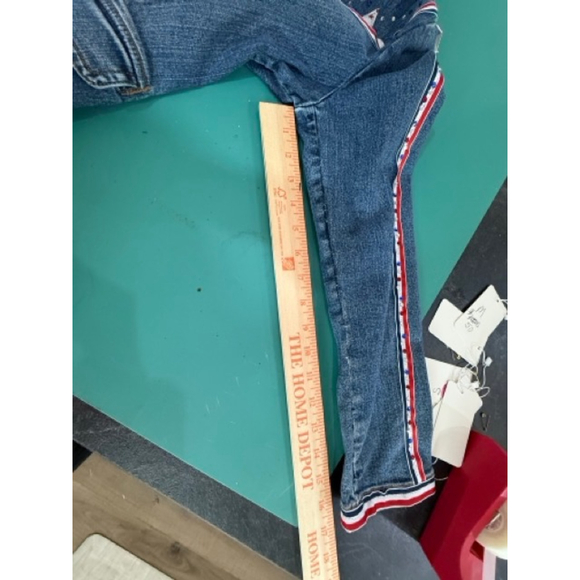 St John’s Bay Upcycled Jean Jacket Americana Festive Red White Blue SZ Medium - Picture 7 of 9